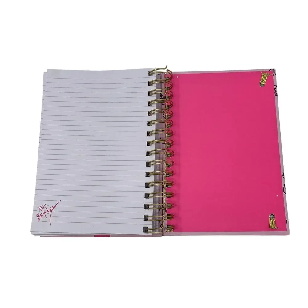 BETSEY JOHNSON XOXO Love Kiss Hearts Pink Spiral Notebook Journal 8 X 6 New